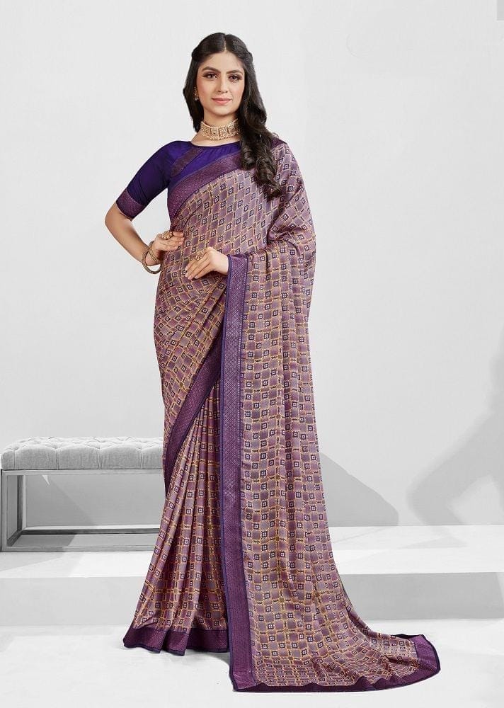 Digital Printed Georgette Saree in Purple - Sarees | Buy online on ZillyBuy