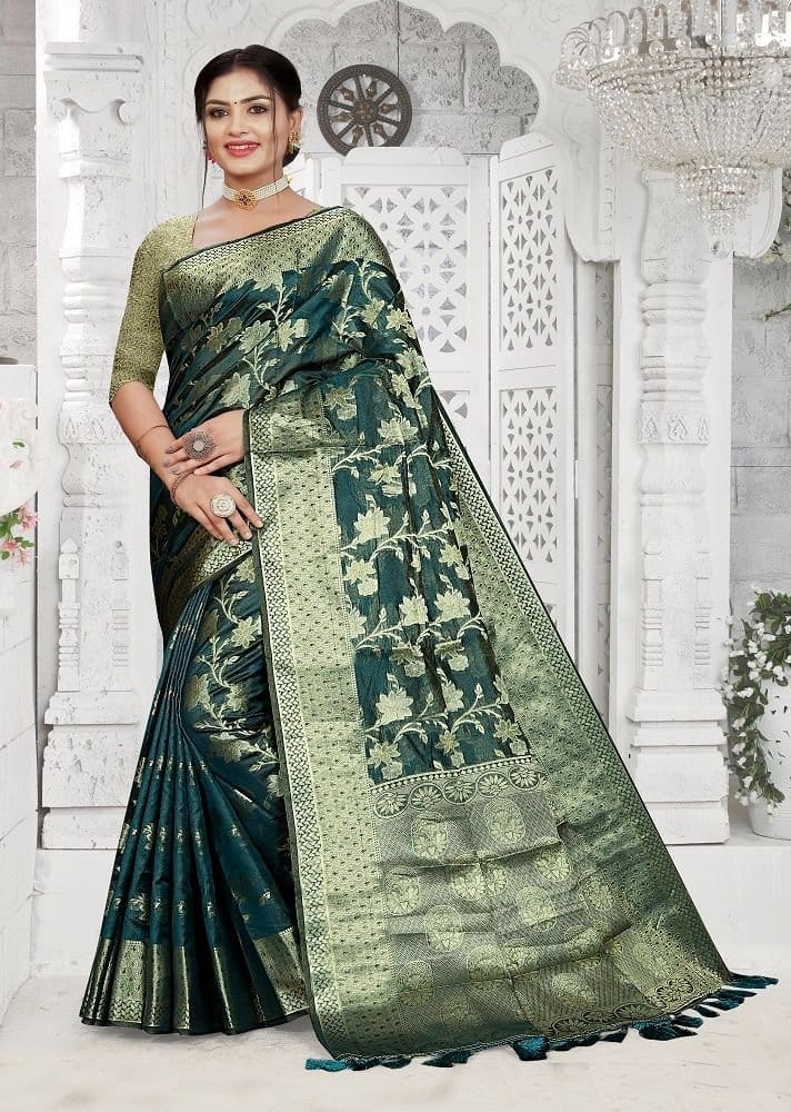 Woven Art Silk Saree in Blue - Sarees | Buy online on ZillyBuy