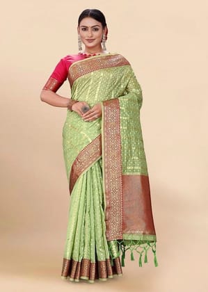 Woven Art Silk Saree in Light Green