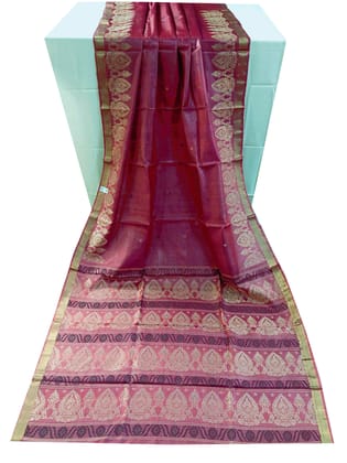 HANDWOVEN TUSSER SILK SAREE WITH BLOUSE
