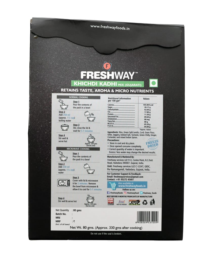 Freshway Ready to Eat Khichdi Kadhi A Nutritious, Flavor-Packed Indian Comfort Meal in Minutes