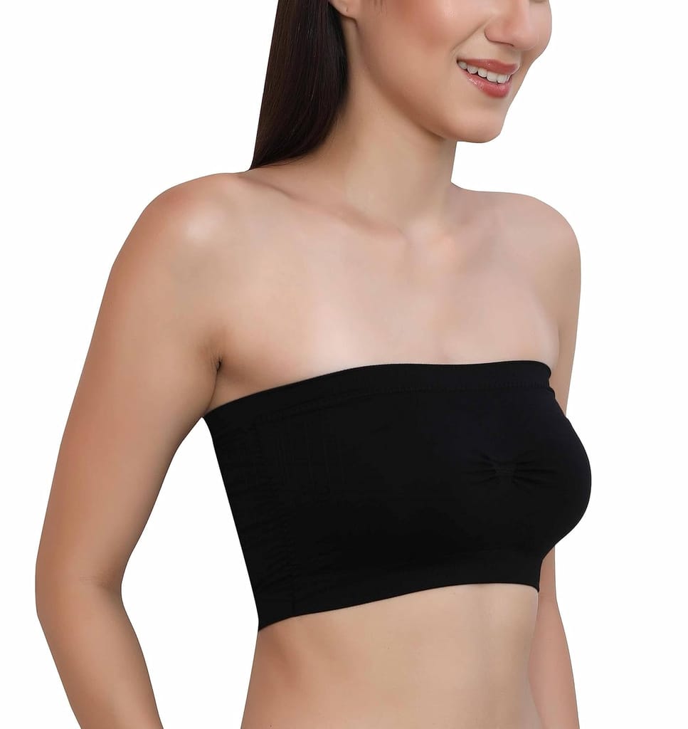 Chintels Women's Girl's Spandex Removable Padded & Non Wired Seamless Tube Bra Pack of 1