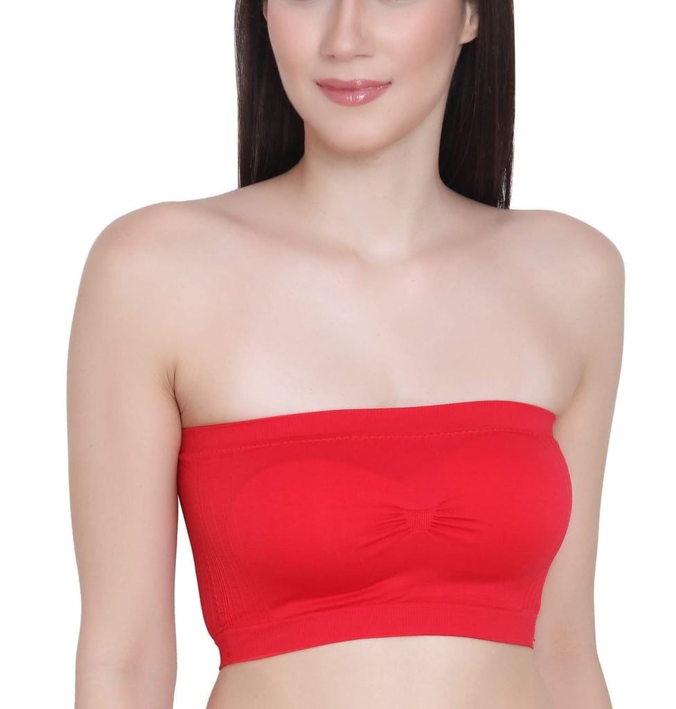 Chintels Women's Girl's Spandex Removable Padded & Non Wired Seamless Tube Bra Pack of 1