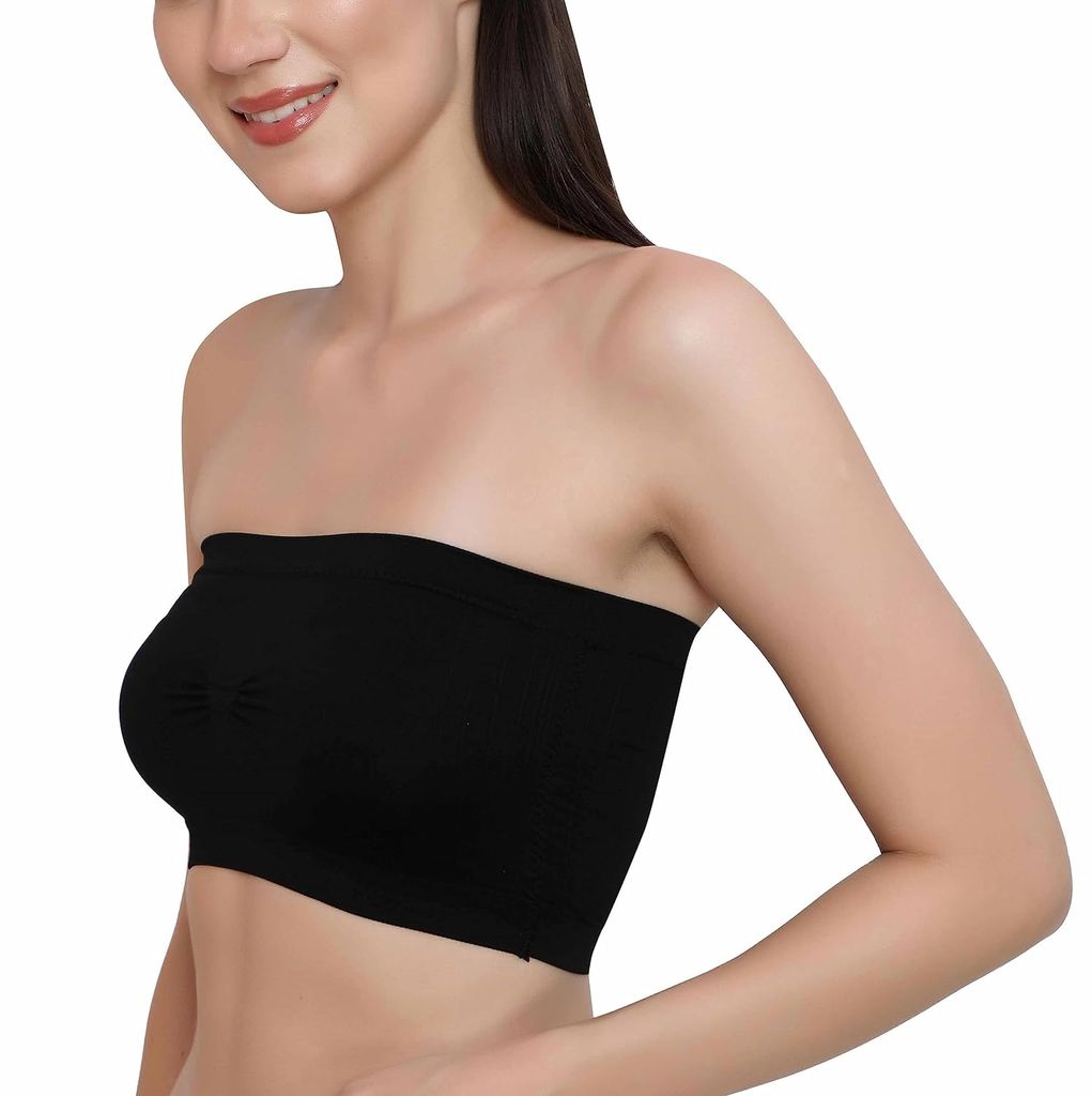 Chintels Women's Girl's Spandex Removable Padded & Non Wired Seamless Tube Bra Pack of 1