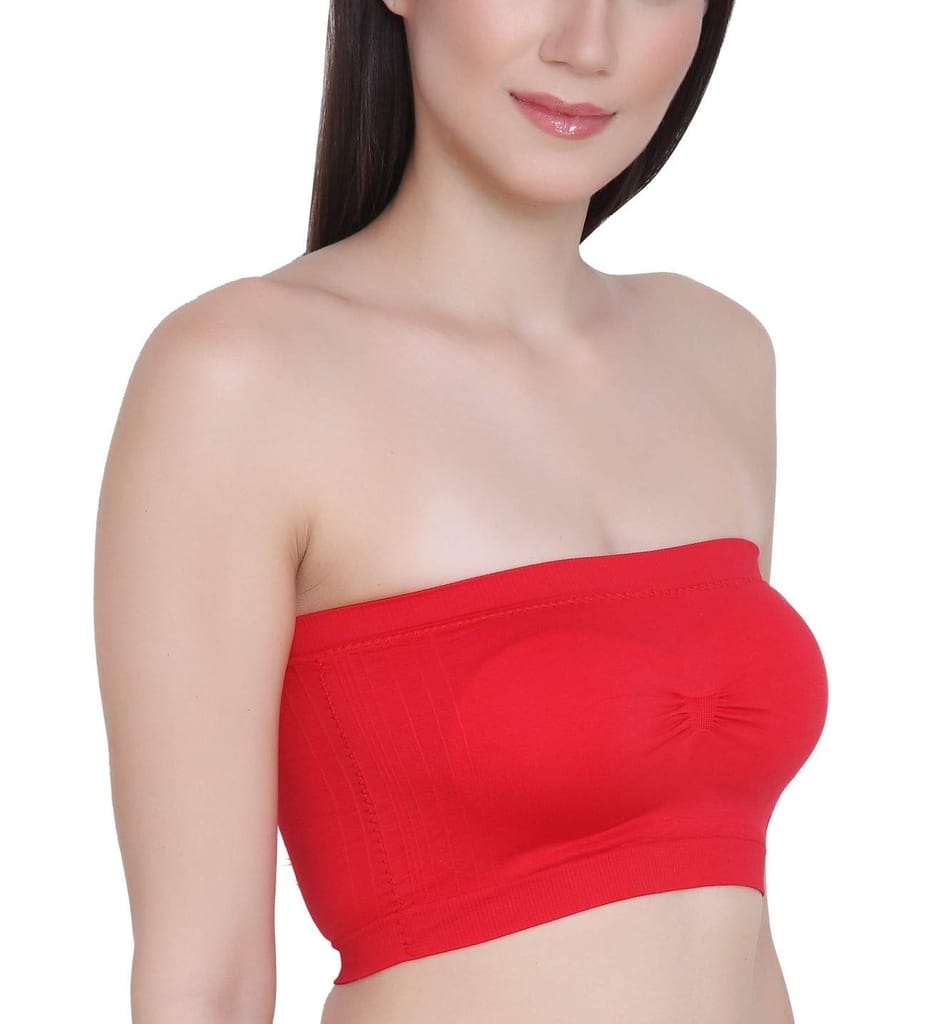 Chintels Women's Girl's Spandex Removable Padded & Non Wired Seamless Tube Bra Pack of 1