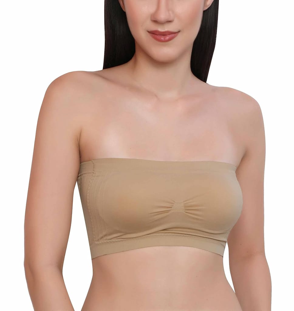 Chintels Women's Girl's Spandex Removable Padded & Non Wired Seamless Tube Bra Pack of 1