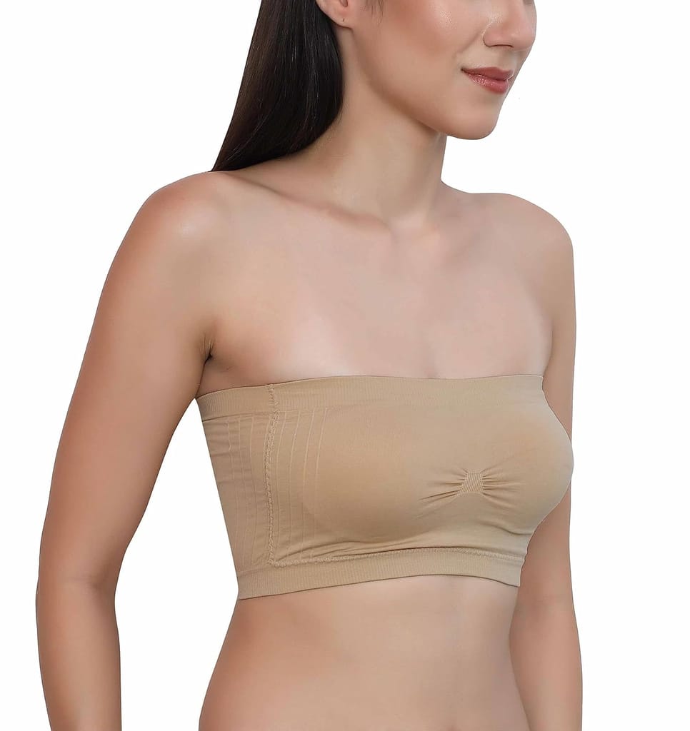 Chintels Women's Girl's Spandex Removable Padded & Non Wired Seamless Tube Bra Pack of 1
