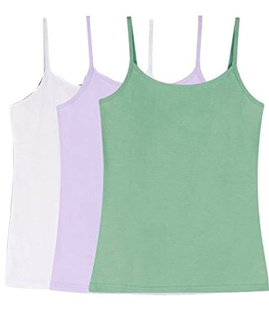 Amul comfy Cotton Girls Camisole Multicolour Pack of 3