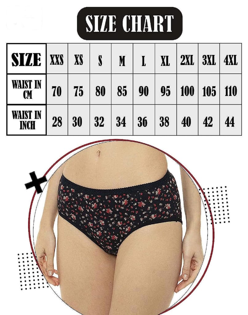 VIP Printed Women's Hipster Panties Outer Elastic Pack Of 6