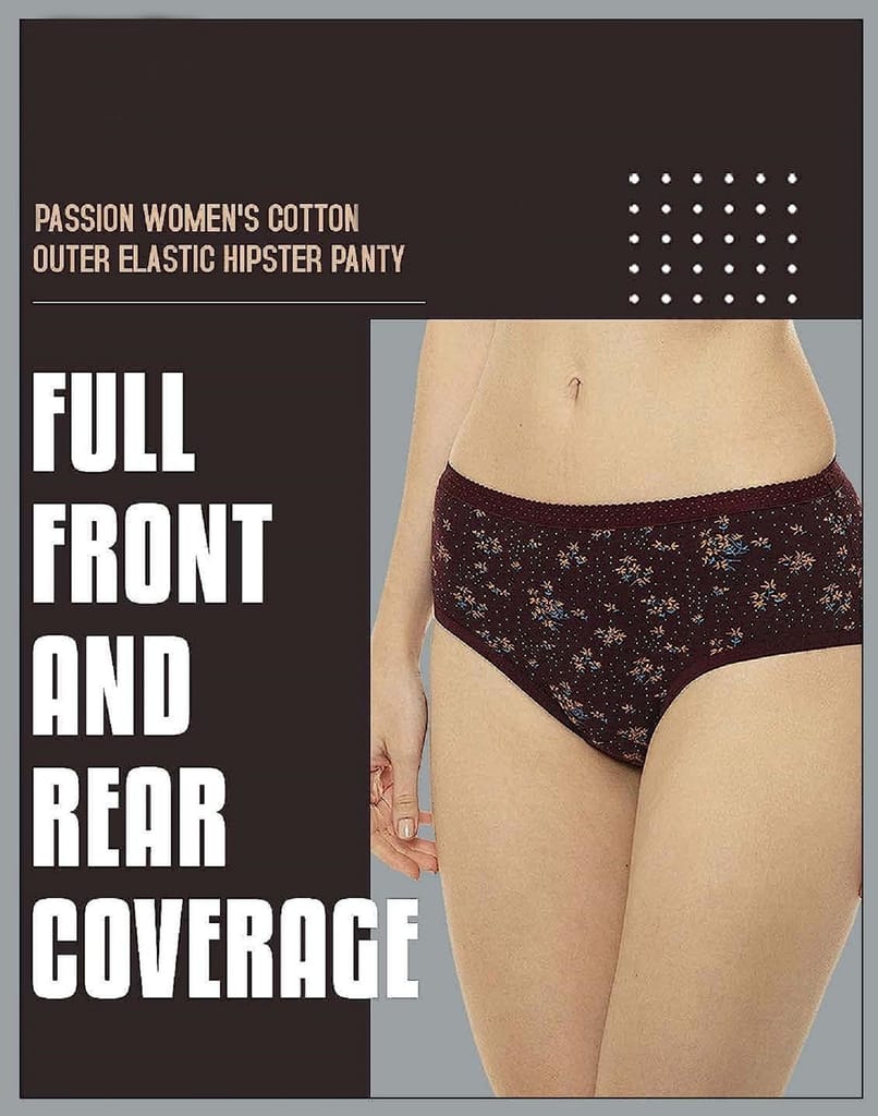VIP Printed Women's Hipster Panties Outer Elastic Pack Of 6