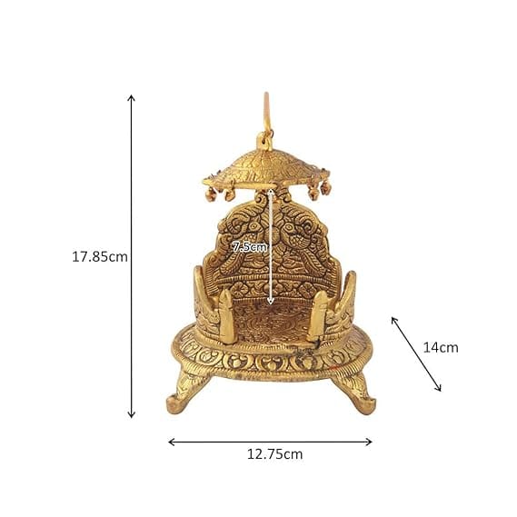 Handicrafts Paradise Metal Singhasan Oval Shaped Idol