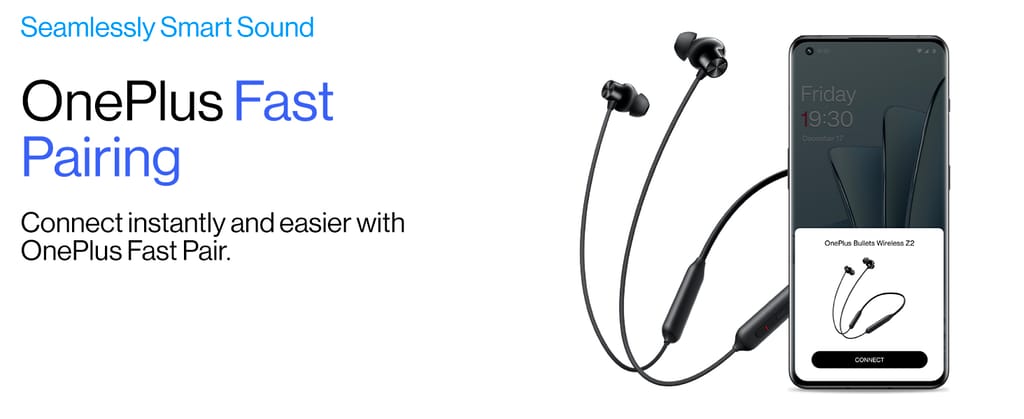Oneplus Bullets Z2 Bluetooth Wireless in Ear Earphones with Mic, Bombastic Bass - 12.4 mm Drivers, 10 Mins Charge - 20 Hrs Music, 30 Hrs Battery Life, IP55 Dust and Water Resistant (Magico Black)