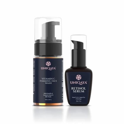 Uniqaya Foaming Face Wash & Serum For Face Glowing And Whitening | Vitamin C Face Wash | Retinol Serum For Face | Anti Ageing Serum (Face Wash & Face Serum Combo Pack) Uniqaya Foaming Face Wash & Serum For Face Glowing And Whitening | Vitamin C Face Wash | Retinol Serum For Face | Anti Ageing Serum (Face Wash & Face Serum Combo Pack)