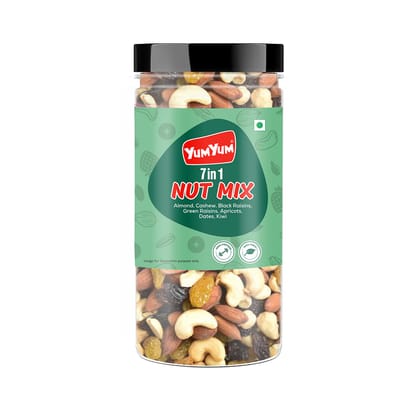 YUM YUM Premium Mixed Dry fruits Almonds, Cashews, Green Raisins, Black Raisins, Kiwi, Dates  (500 g)