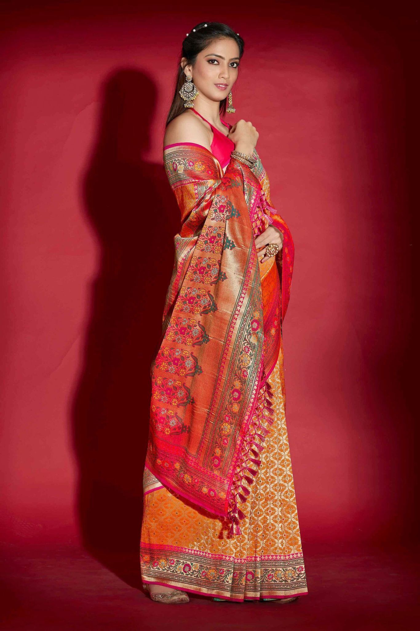 Light Orange Color Heavy Weaving Soft Silk Saree With Weaving, Zari Work Border Tassal Pallu And Weaving Blouse Piece