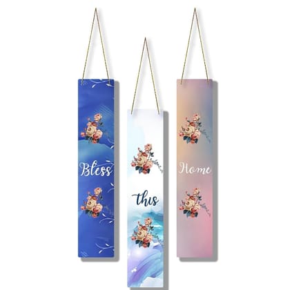 Charmor Bless This Home Designer Wall Hanging Decoration Items for Home | Gifts | Bedroom | Wooden | Living Room | Artworks (WH4810),Set of 3