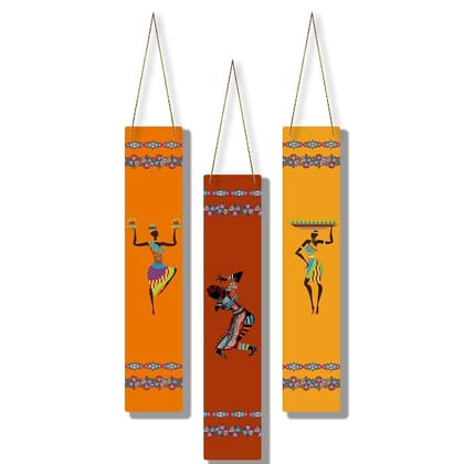 Charmor Dancing Women Designer Wall Hanging Decoration Items for Home | Gifts | Bedroom | Wooden | Living Room | Artworks (WH4802),Set of 3