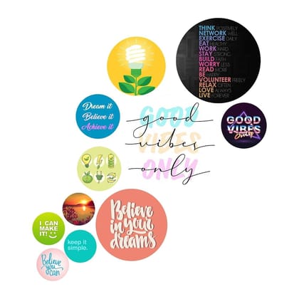 Charmor Designer MDF Wooden Nature Wall Hanging (WH45) - Set of 11 (Multicolor08)