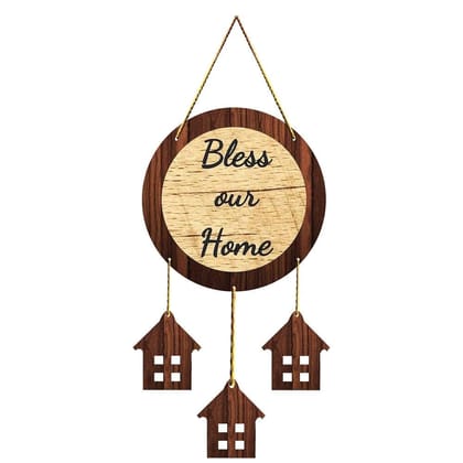 Charmor Bless Our Home Decorative Wall Hanger for Home | Office | Living Room | Gifts | Bedroom | Door Hanging | Modern Wall Art | Door Hanging (WH3611)