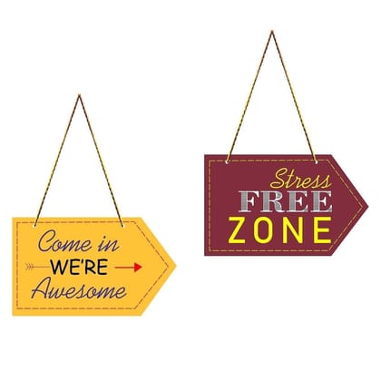 Charmor Come in we are Awe.. Decorative Wall Hanger for Living Room | Bedroom | Office | Gift | Home Decoration | Home Decor Items (WH3512, Set of 2)