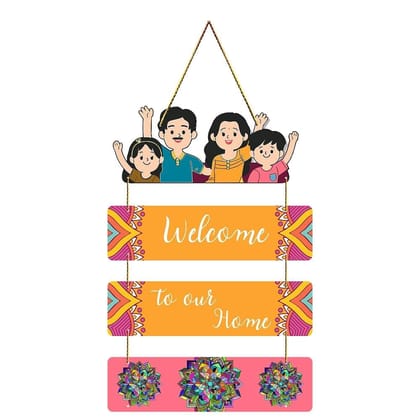 Charmor Welcome to our Home Decorative Wall Hanger for Living Room | Bedroom | Gift | Home Decoration | Wooden Design Item (WH3312)