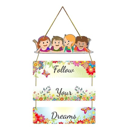 Charmor Follow Your Dream Decorative Wall Hanger for Living Room | Bedroom | Gift | Home Decoration | Wooden Design Item (WH3304)