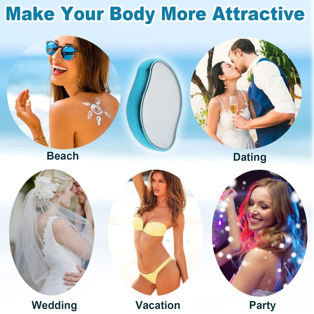 Crystal Hair Remover For Women & Men, Painless Remover Arms Legs & Back, Reusable Removal Stone Pack of 1 (Multicolor)