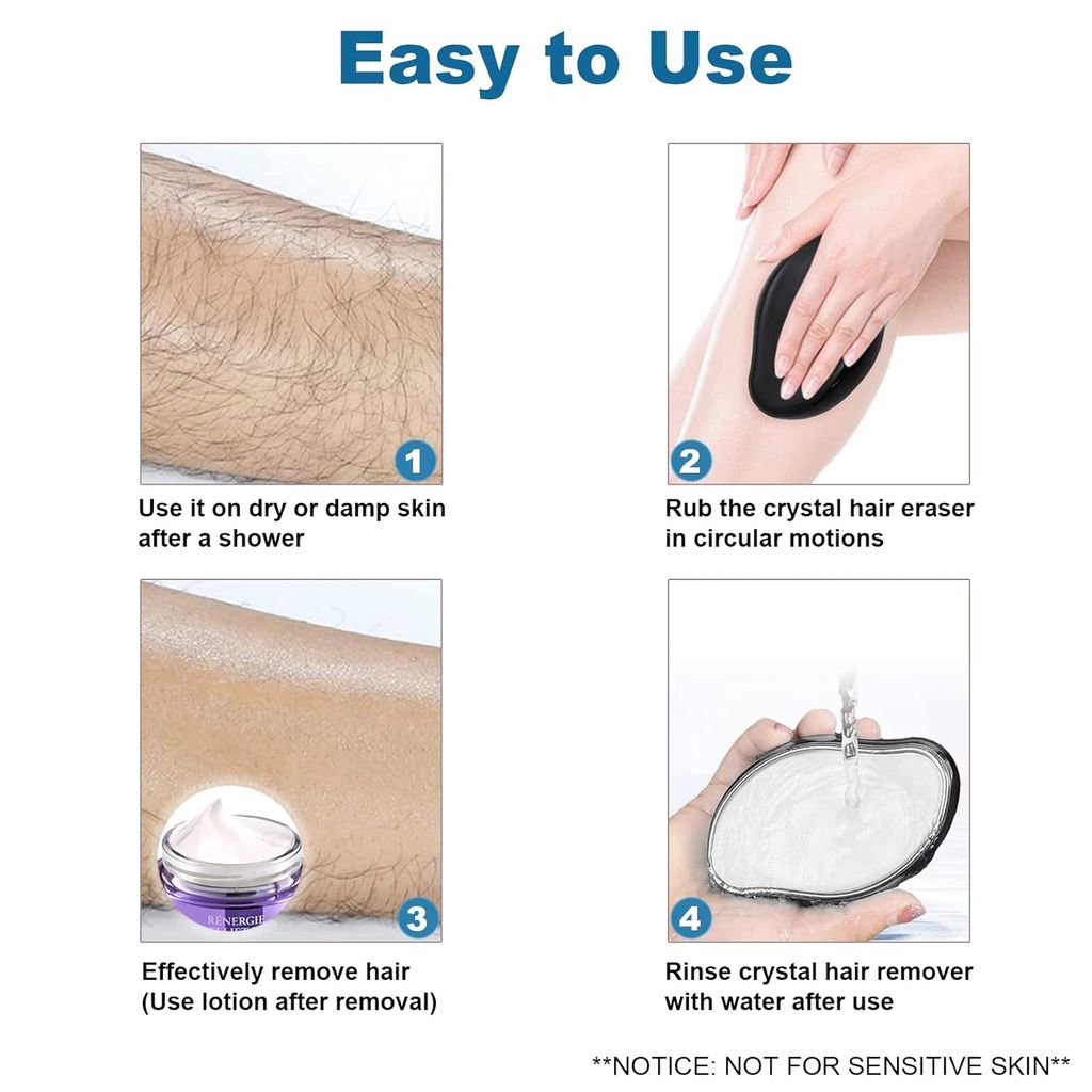 Crystal Hair Remover For Women & Men, Painless Remover Arms Legs & Back, Reusable Removal Stone Pack of 1 (Multicolor)