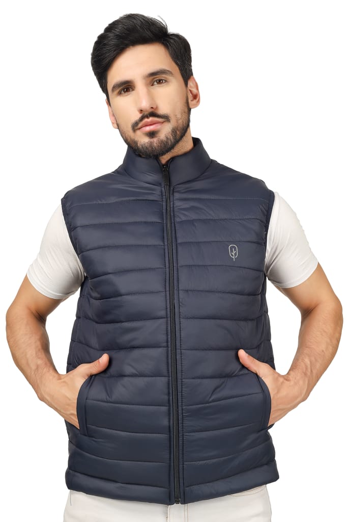BlueFicus Mens Nylon Quilted Short Length, Sleeveless Puffer Jacket (Navy Blue) - Jackets & Coats | Buy online on ZillyBuy