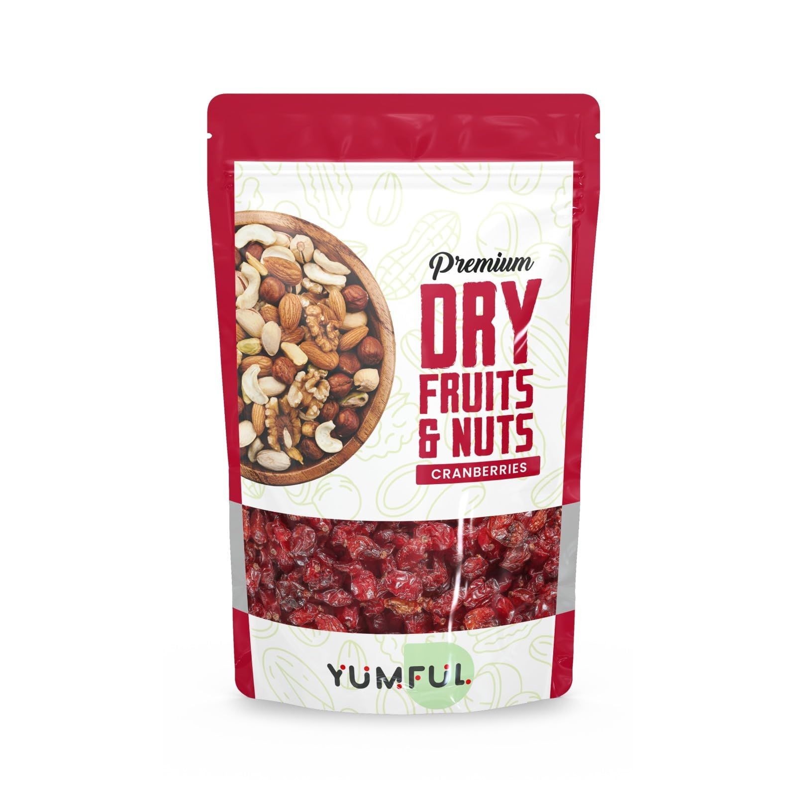 Yumful Dried Cranberry 250g | Premium & Tasty Large Berries | Dried and Sweet Slice Cranberries | High Antioxidants | Dietary Fiber | Ideal For Snacking