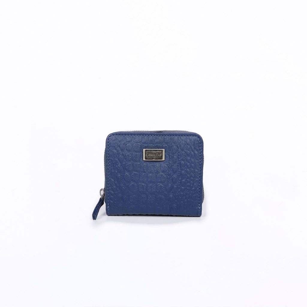 Mini Pocket Wallet – Croc-Textured Navy Blue - Handbags | Buy online on ZillyBuy