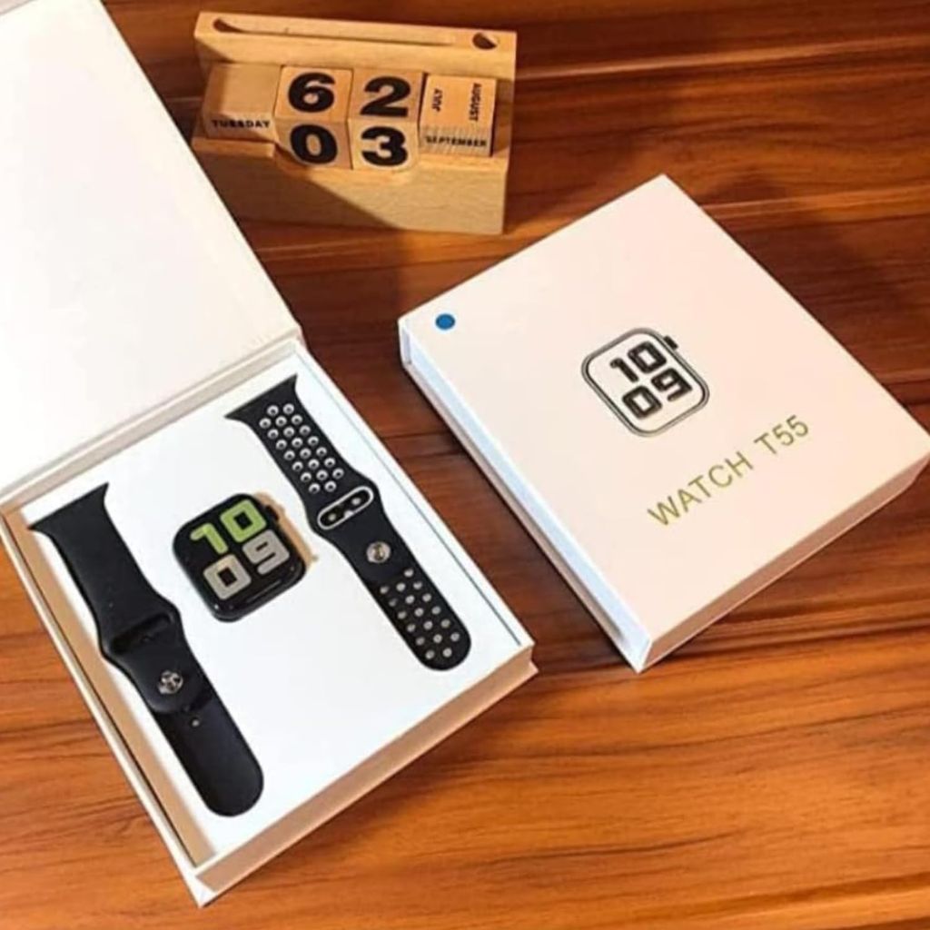 T55 Series 6 Smart Watch with Bluetooth Calling, Extra Straps, Heart Rate Monitor,Fitness Tracker, Multiple Faces 50+, Full Touch Display Men and Women