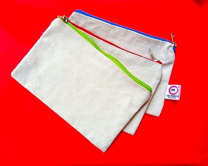2DS Cotton Canvas Zipper Pouch Bag for coins, Office, School, Stationery, Money Wallet, Makeup, Jewellery, Pencil Pouch, Best for Women & Girls Cosmetic Bag