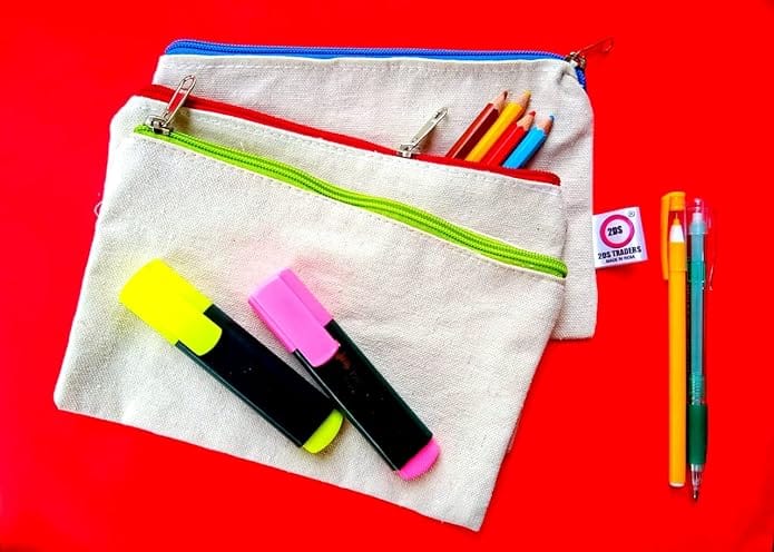 2DS Cotton Canvas Zipper Pouch Bag for coins, Office, School, Stationery, Money Wallet, Makeup, Jewellery, Pencil Pouch, Best for Women & Girls Cosmetic Bag