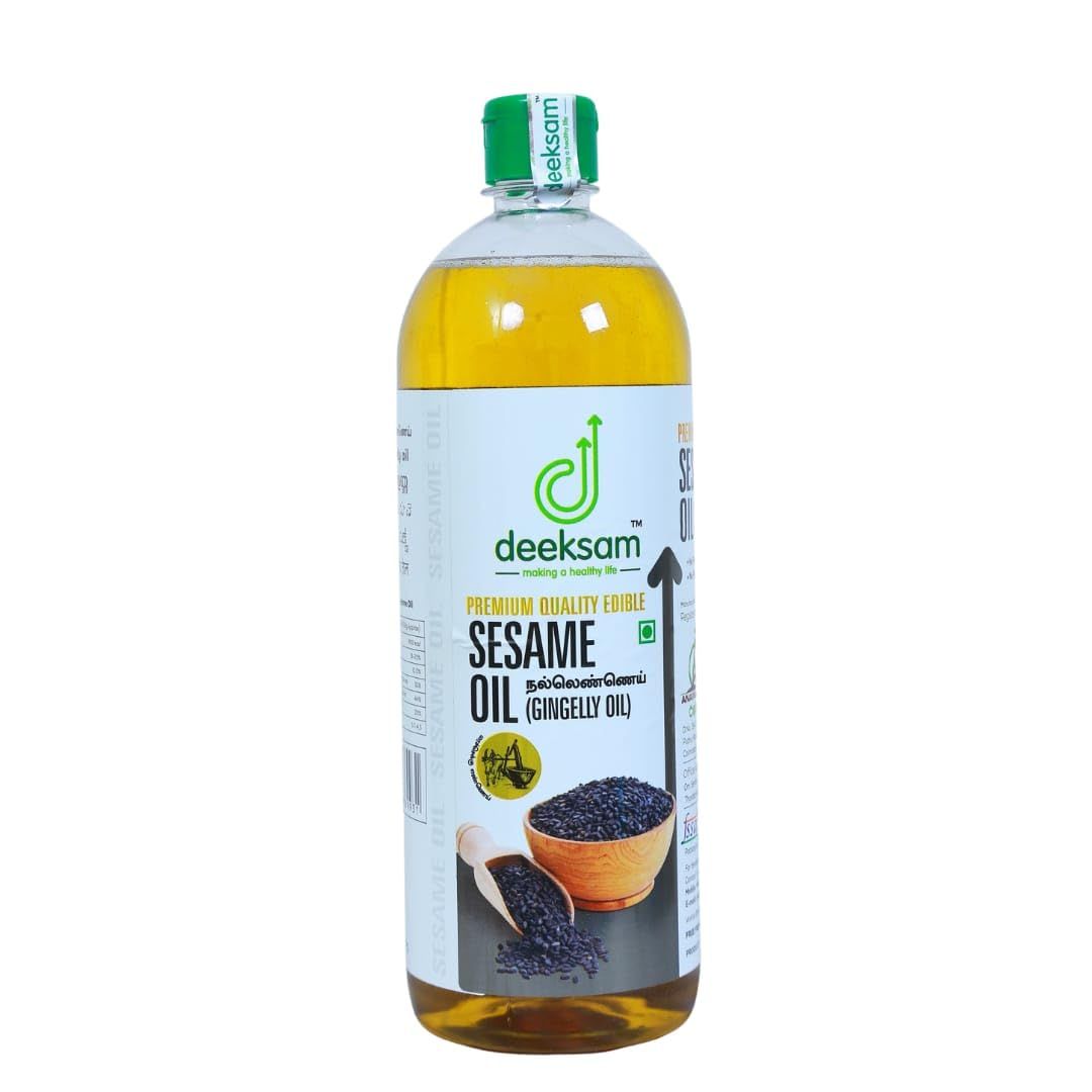 Deeksam Wood Pressed Sesame Oil | Pure Marachekku Nallennai | 100% Natural & Unrefined | Edible Grade | 1L