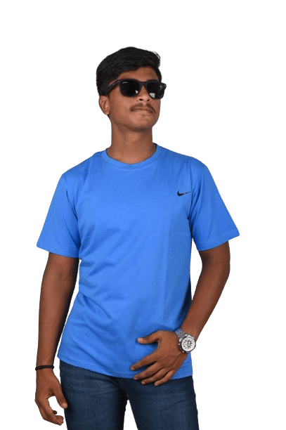 Cotton Round Neck T shirt blue colour