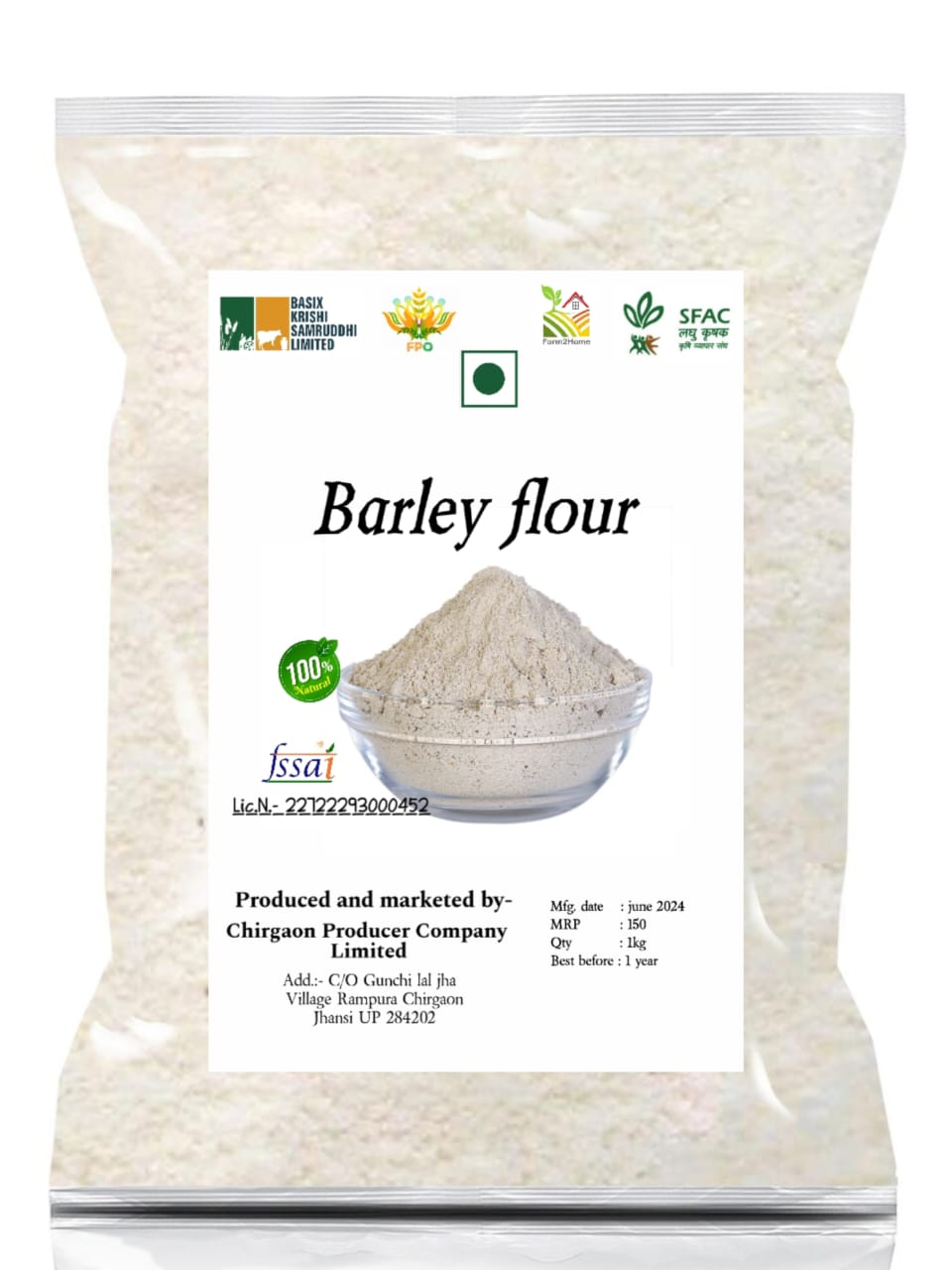 Barley flour | 1Kg (pack of 2)