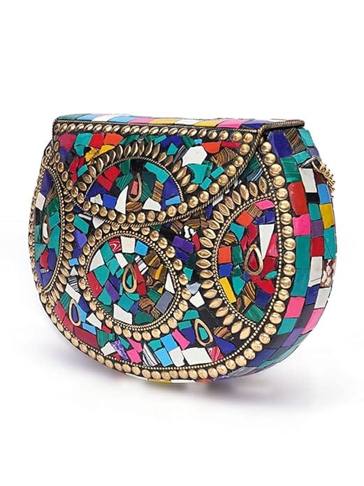 Shakuntala Vintage Brass Metal Bridal Clutch Sling Bag for Women Multicolor - Handbags | Buy online on ZillyBuy