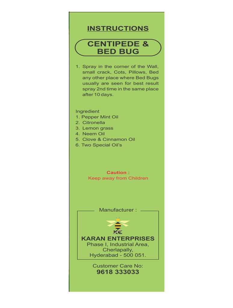 Bed Bugs & Centipede ( 100.ml ) Herbal Product- Made of Essential oil , chemical free - non- toxic