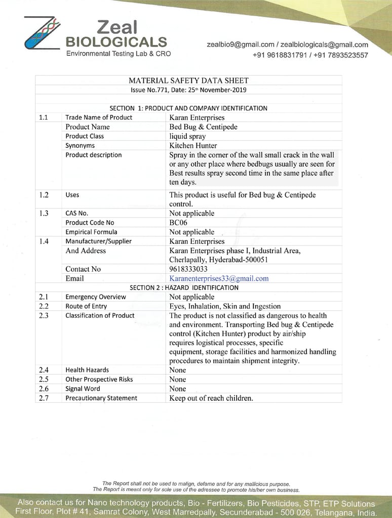 Bed Bugs & Centipede ( 100.ml ) Herbal Product- Made of Essential oil , chemical free - non- toxic