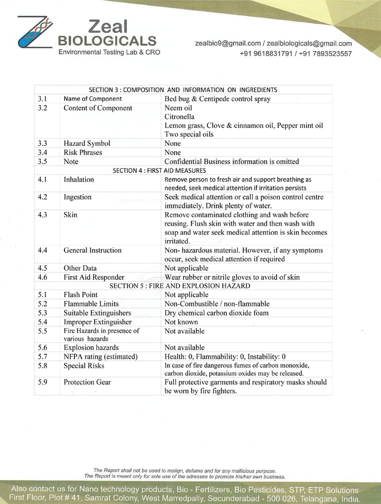 Bed Bugs & Centipede ( 100.ml ) Herbal Product- Made of Essential oil , chemical free - non- toxic