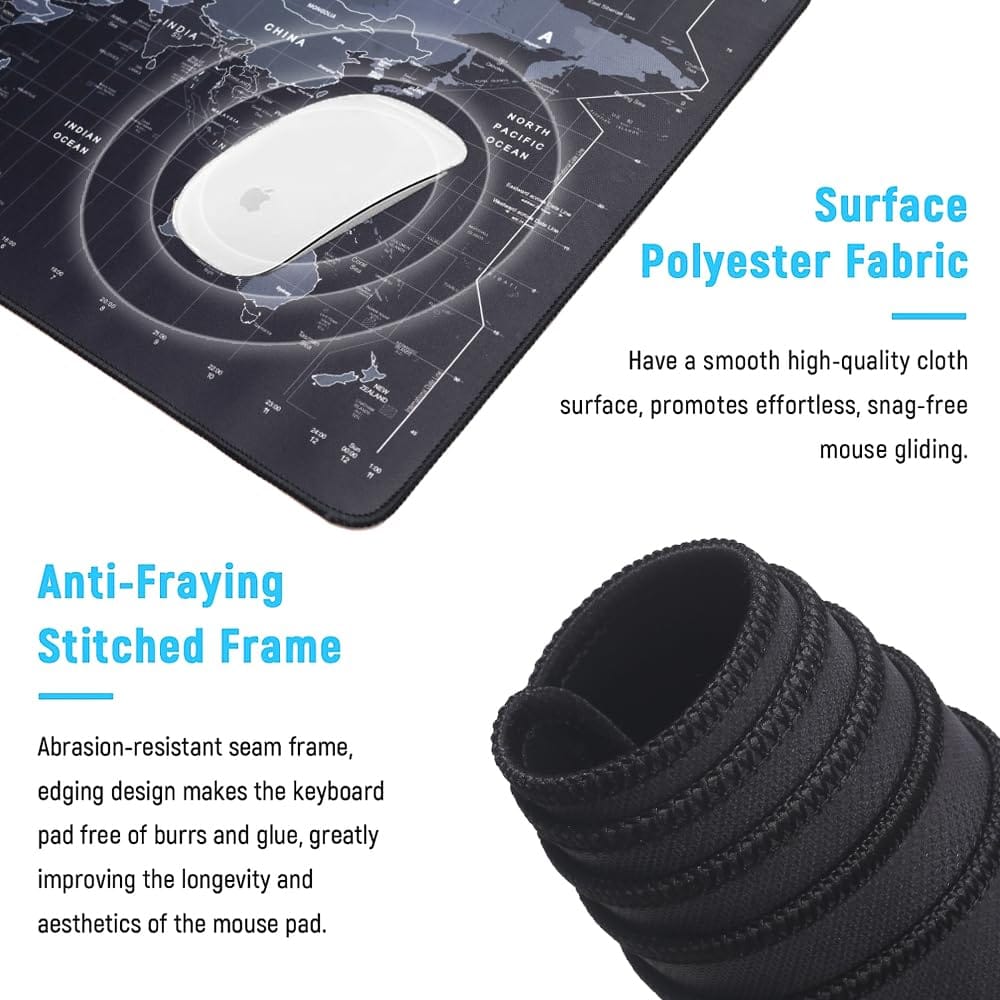 Extra Large World Map Mouse Pad | 90cm x 40cm Non-Slip Desk Mat for Desktop and Laptop