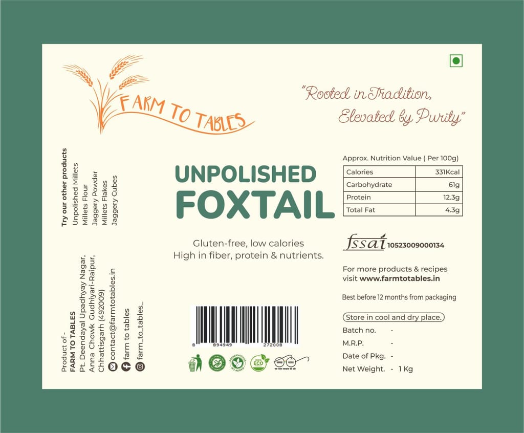 UNPOLISHED FOXTAIL/ KANGNI MILLET