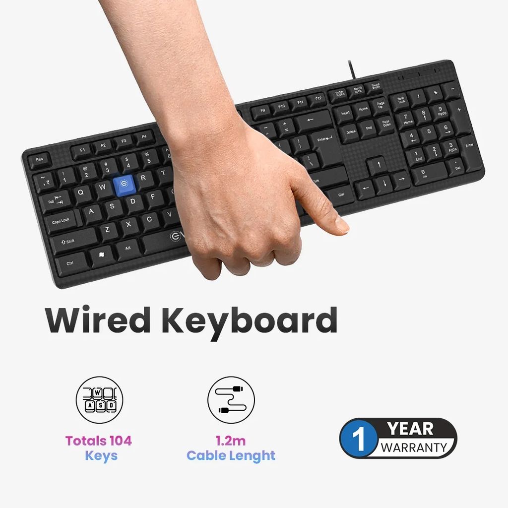 EVM Usb Wired Keyboard | Spill-Resistant  | USB Connectivity | Smooth Keystrokes | 1 Year Brand Warranty