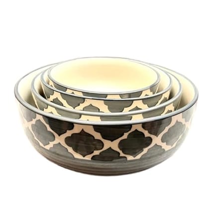 STOREPEDIA Handpainted Moroccan Ceramic Serving Bowl Set for Vegetable, Salad, Mixing, Cereal, Candy, Decorative, Microwave Safe, Different Size Bowl (1000,800,600,400 ml) Set of 4 STOREPEDIA Handpainted Moroccan Ceramic Serving Bowl Set for Vegetable, Salad, Mixing, Cereal, Candy, Decorative, Microwave Safe, Different Size Bowl (1000,800,600,400 ml) Set of 4