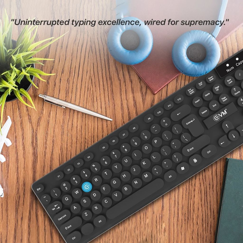 WIRED KEYBOARD (EVM-WDK-315) | Spill-Resistant | 1.2m Cable | UV Paint Coated | USB Connectivity | 1yr Brand Warranty