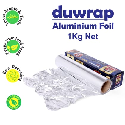 Duwrap Aluminium Foil Roll 1 Kg Net for Cooking, Wrapping, Freezing, Decorating, Storing, Sealing & Baking Foods : 18 Microns Extra Thick Heavy-Duty Foil Duwrap Aluminium Foil Roll 1 Kg Net for Cooking, Wrapping, Freezing, Decorating, Storing, Sealing & Baking Foods : 18 Microns Extra Thick Heavy-Duty Foil
