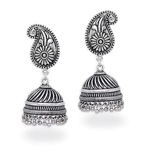 STOREPEDIA Handmade Mango Butti Silver Oxidised Jhumki/Jhumka for Women/Girls Bollywood Style Traditional Indian Earring Set for Wedding/Office/Stylish Trendy Latest Jewellery - Earrings | Buy online on ZillyBuy