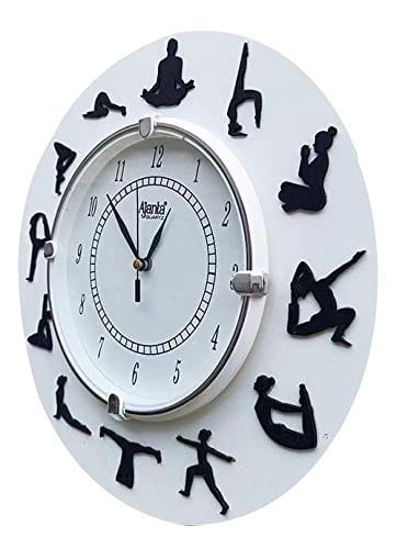 handicrafts Wooden Yoga Pattern Wall Clocks