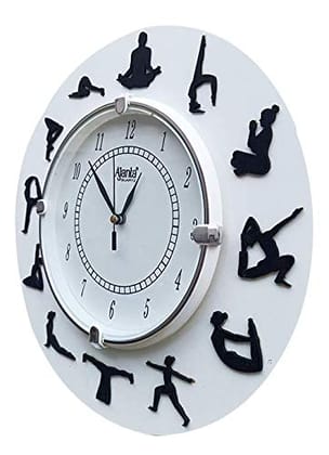 handicrafts Wooden Yoga Pattern Wall Clocks